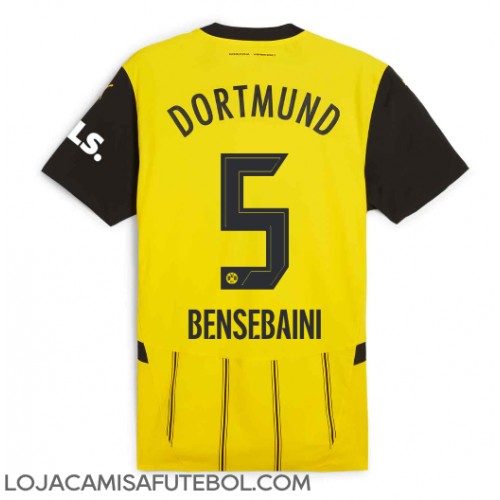 Camisa de Futebol Borussia Dortmund Ramy Bensebaini #5 Equipamento Principal 2024-25 Manga Curta